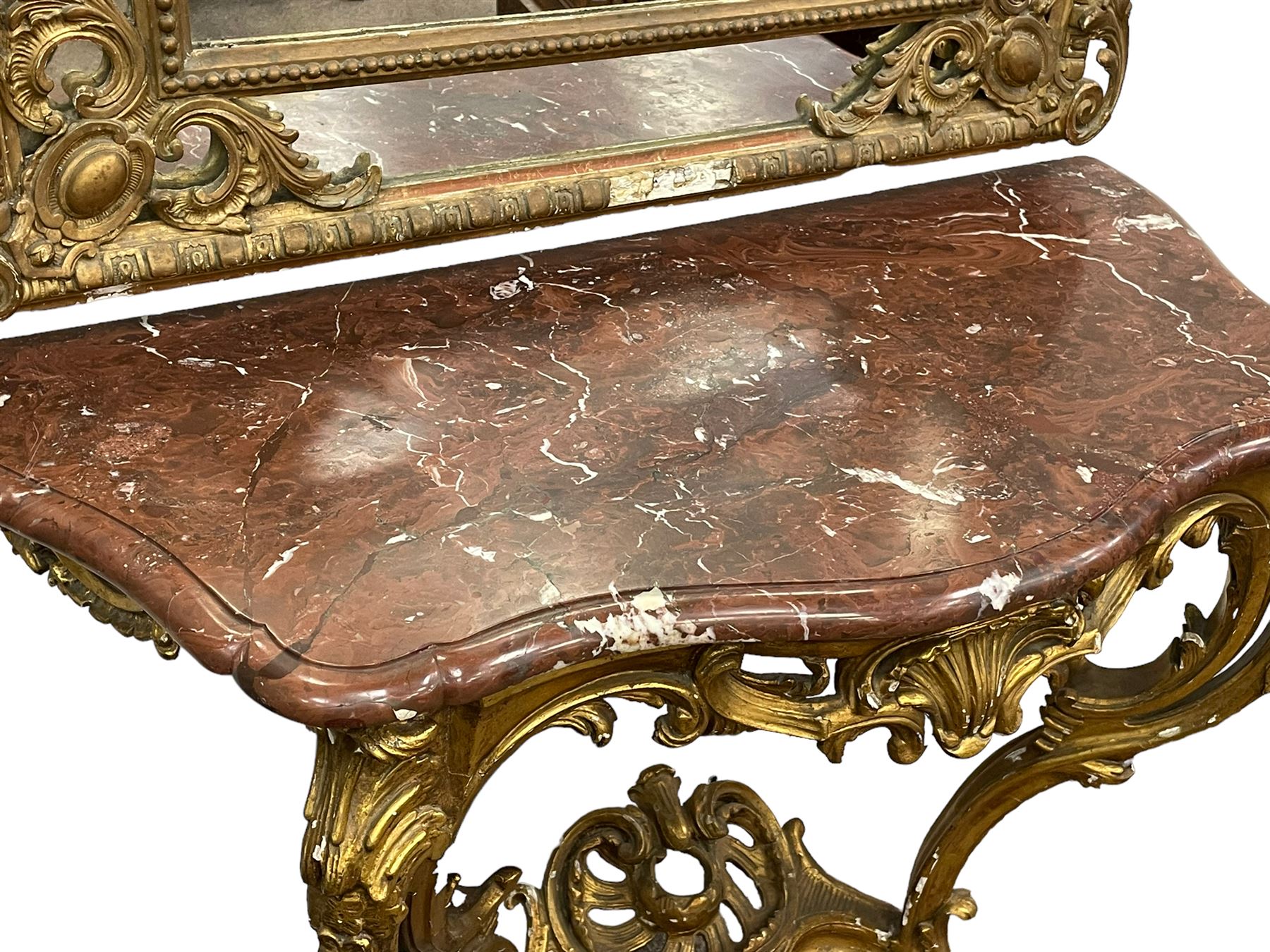 19th century giltwood and gesso console table and mirror - Image 10 of 12