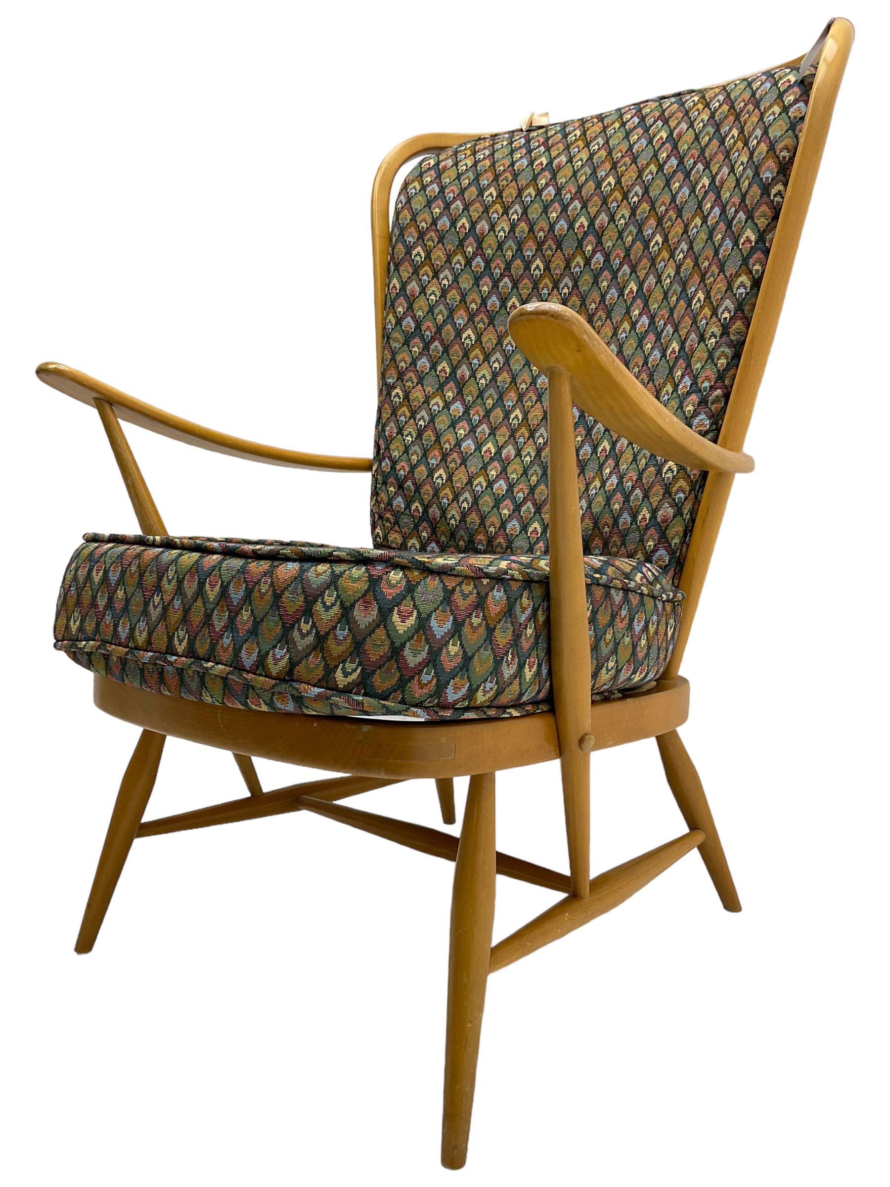 Ercol - light beech framed high-back 'Windsor' easy chair - Image 3 of 7