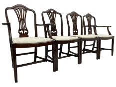 Set of six (4+2) mahogany Hepplewhite design dining chairs