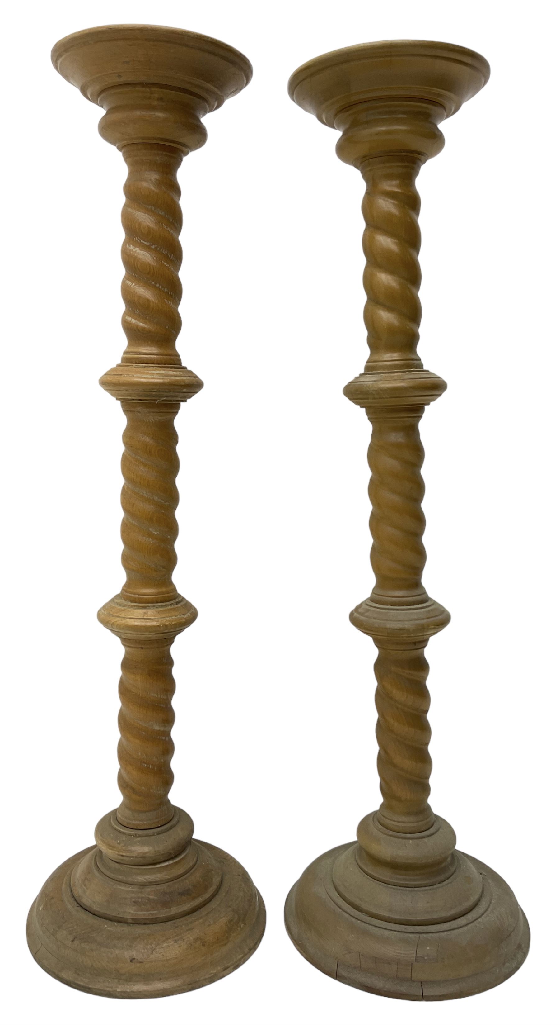 Pair of Victorian design light oak torcheres or jardinieres - Image 4 of 4