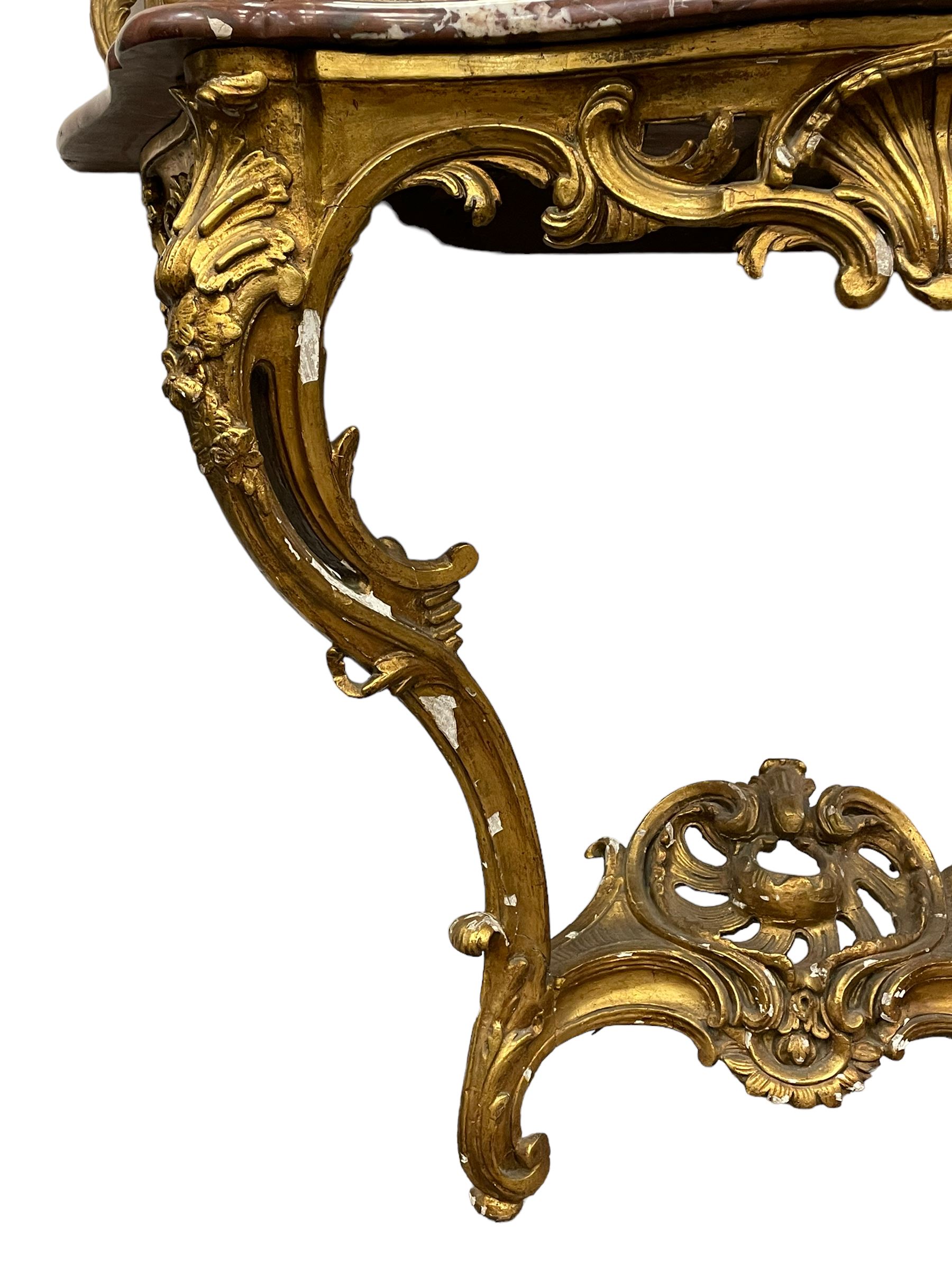 19th century giltwood and gesso console table and mirror - Image 2 of 12