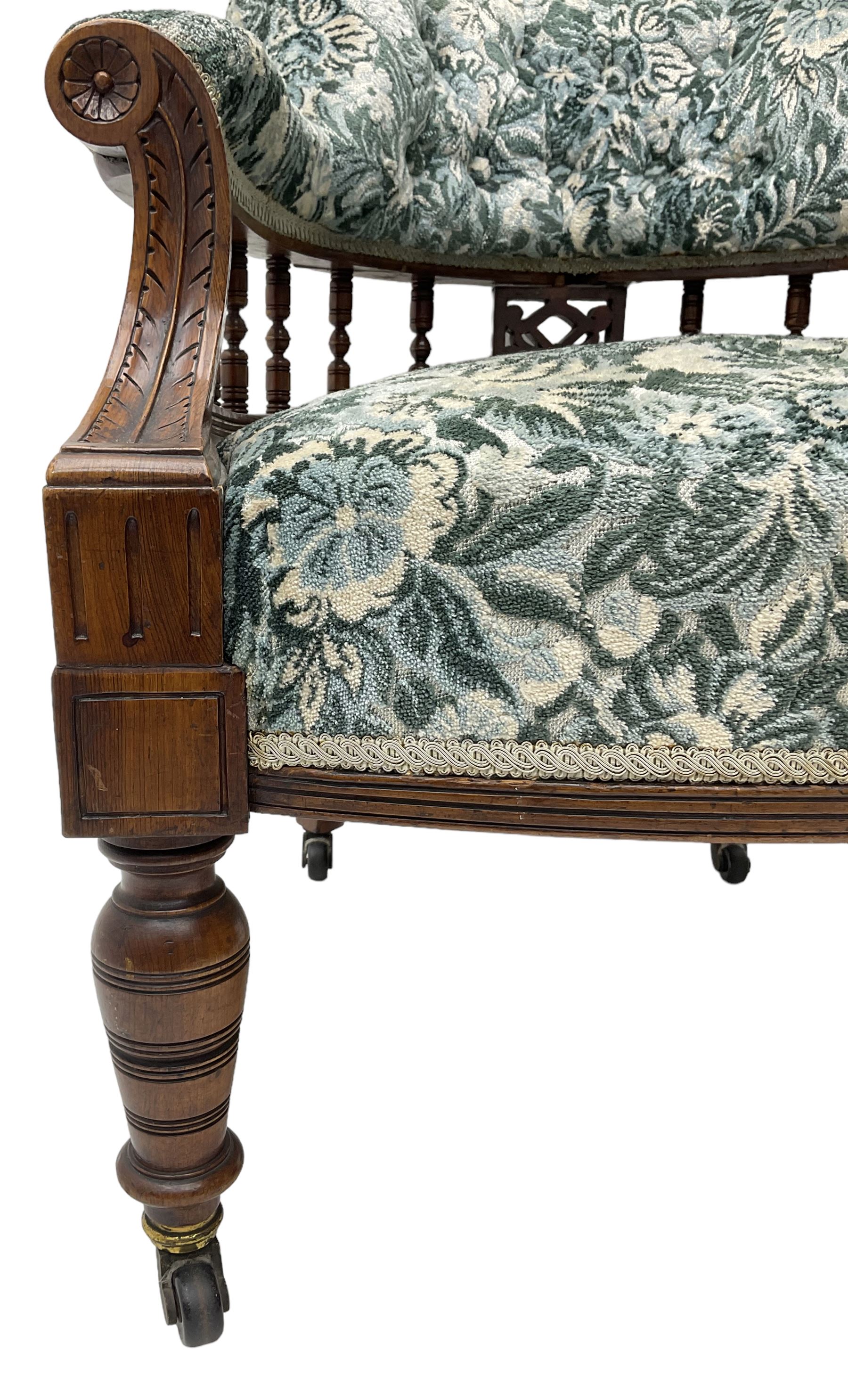 Victorian walnut framed tub-shaped armchair - Image 7 of 7