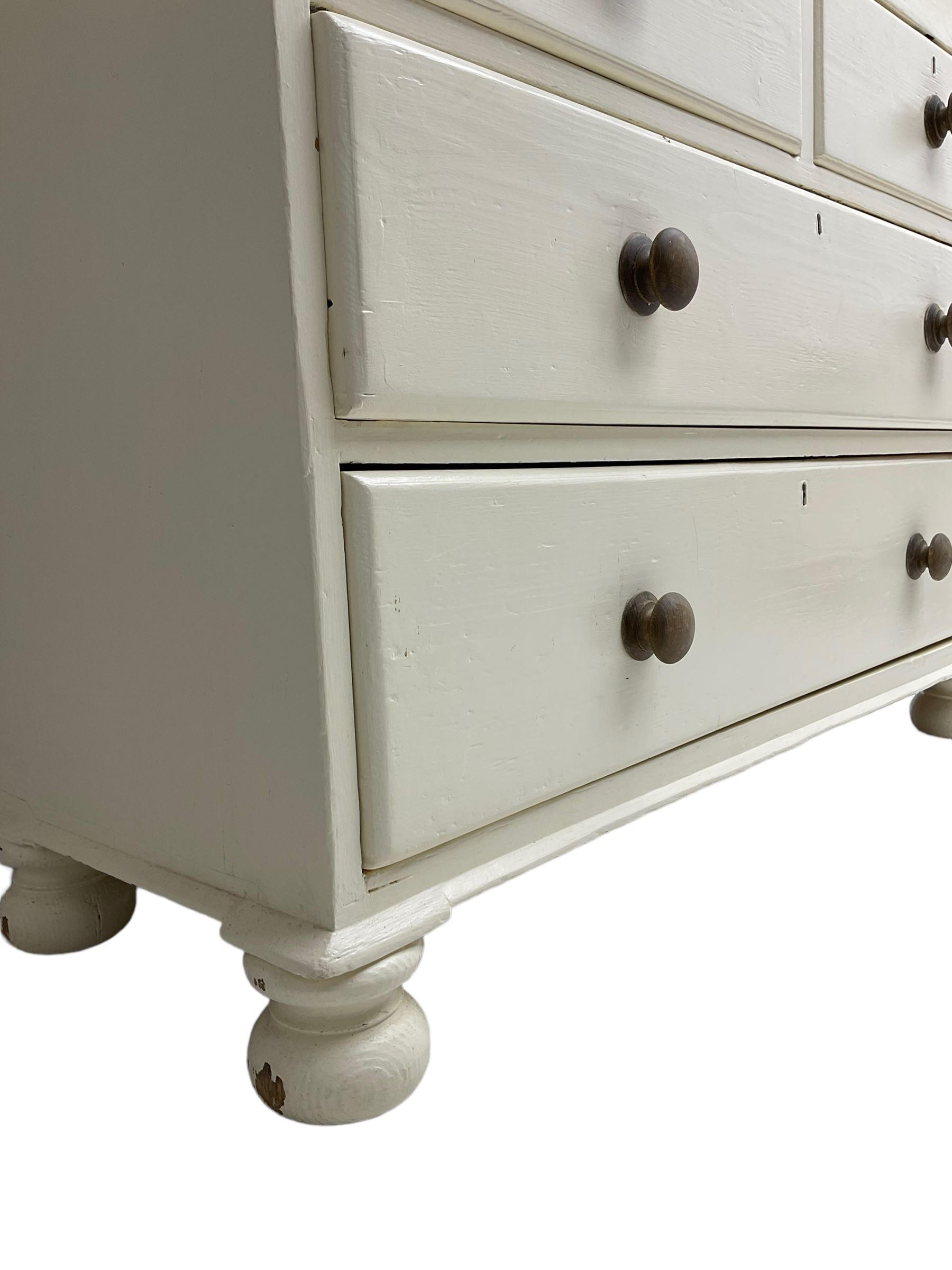 Victorian cream painted pine cupboard-on-chest or housekeeper's cupboard - Image 6 of 7