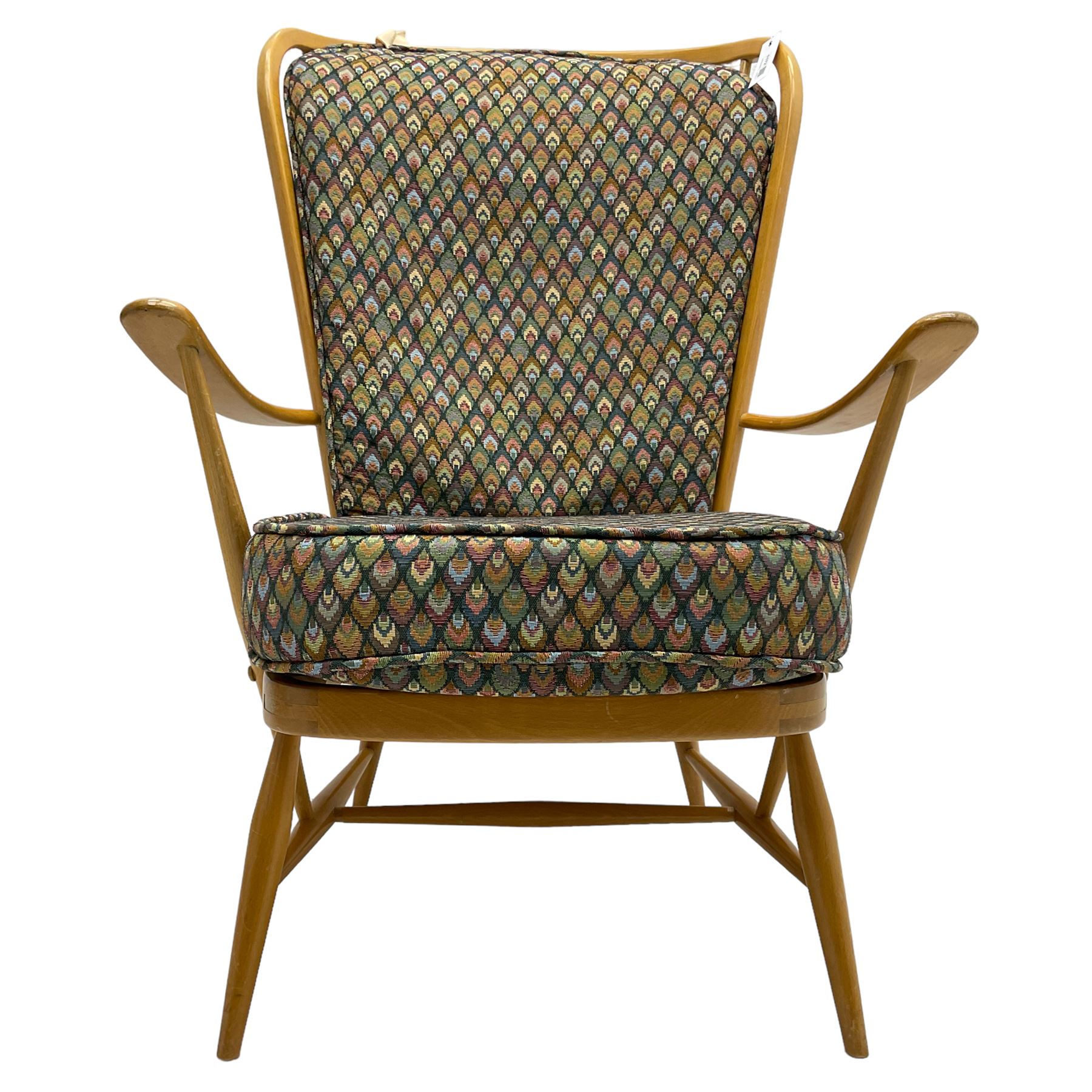 Ercol - light beech framed high-back 'Windsor' easy chair - Image 7 of 7