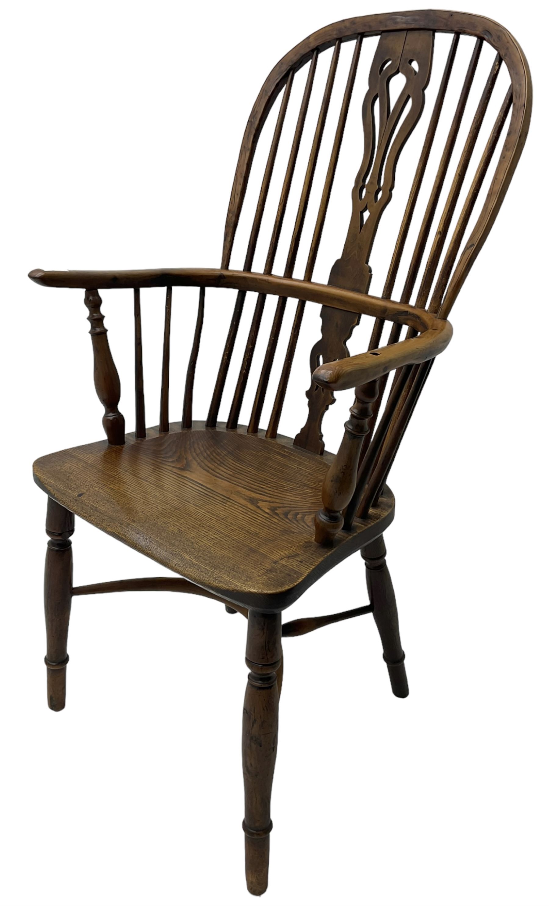 19th century yew wood and elm Windsor chair - Image 2 of 7
