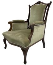 Late Victorian mahogany framed armchair