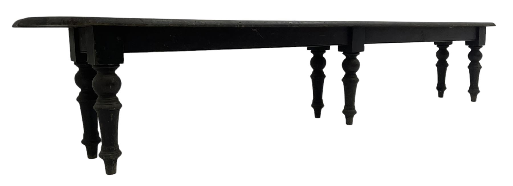 Large 19th century stained oak 9' hall bench - Image 3 of 8