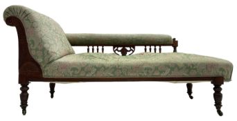 Late Victorian walnut framed chaise longue