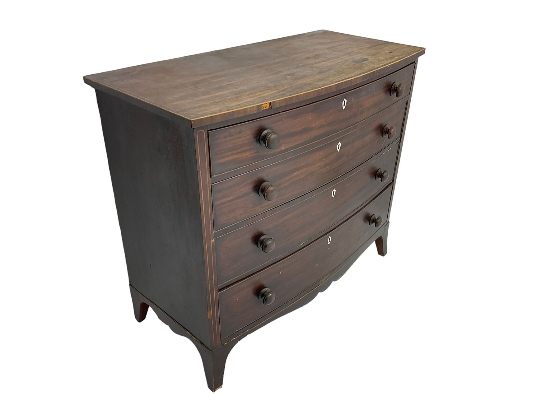 George III mahogany bow-front chest - Image 7 of 10