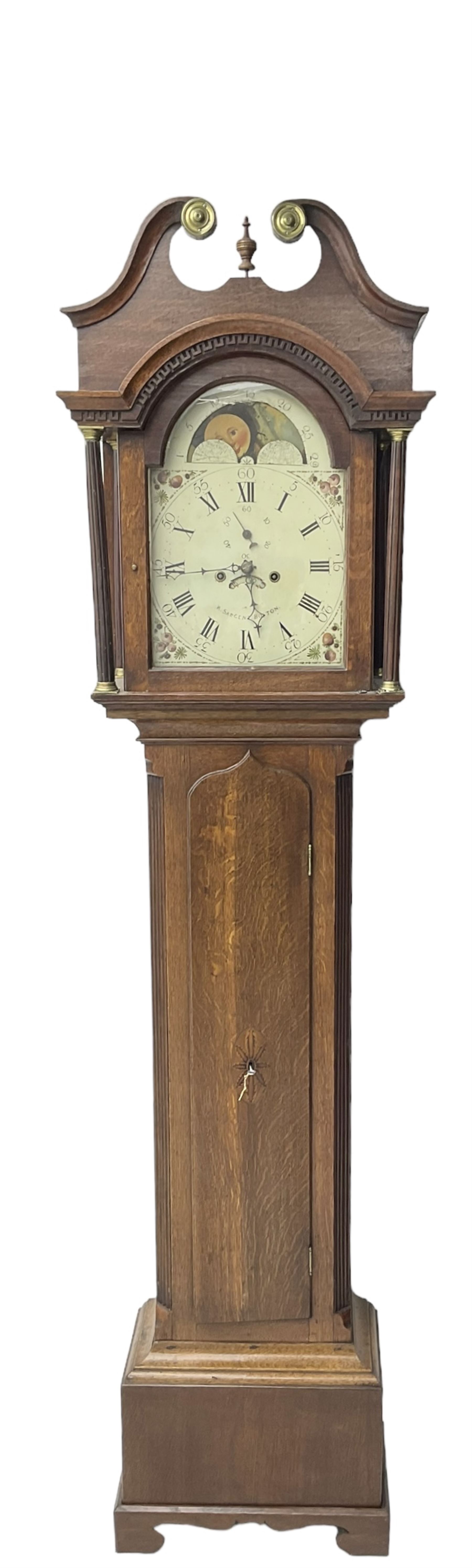 W Sargent of Boston (Lincs) - late 18th century oak cased 8-day longcase clock