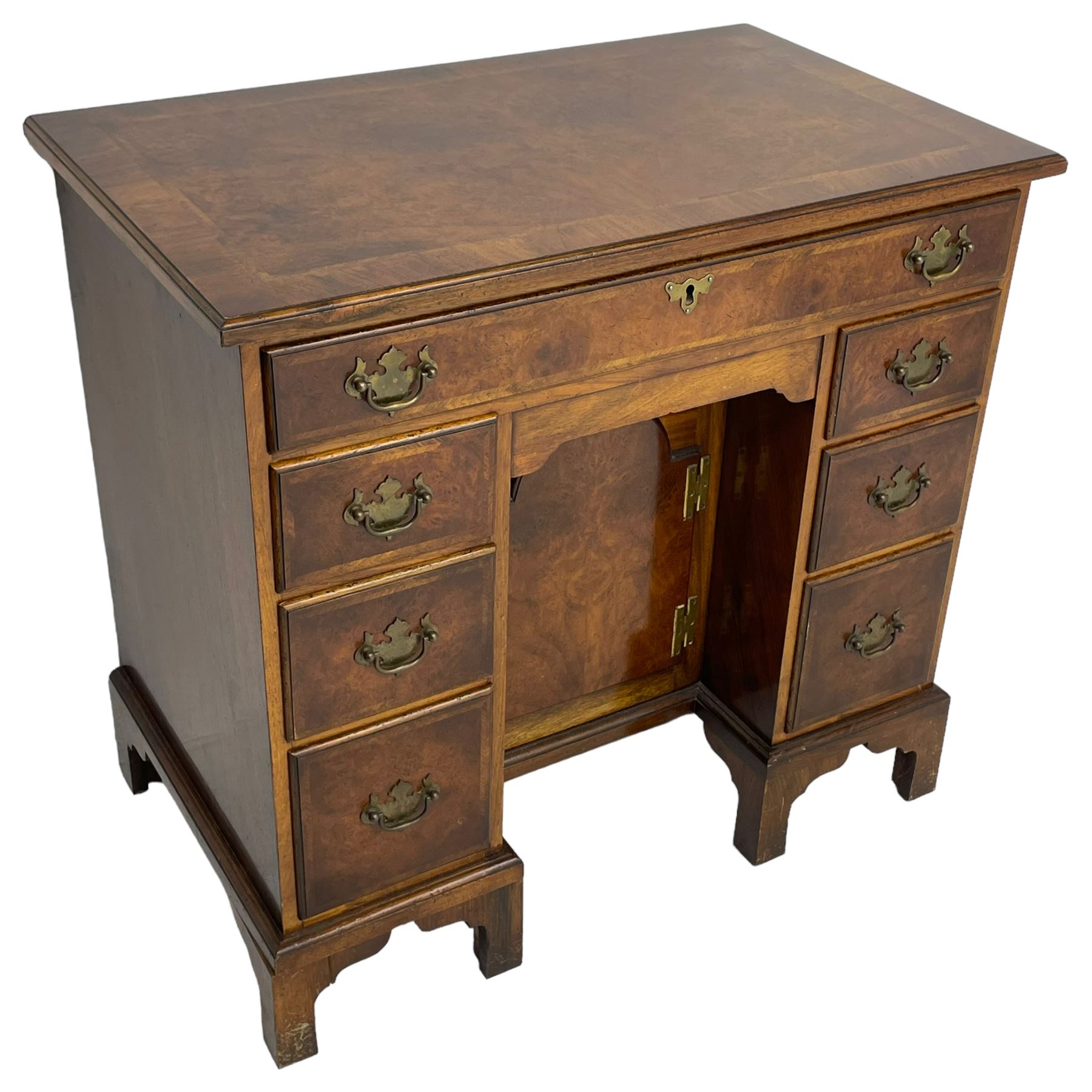 Georgian design figured walnut knee-hole desk - Image 2 of 9