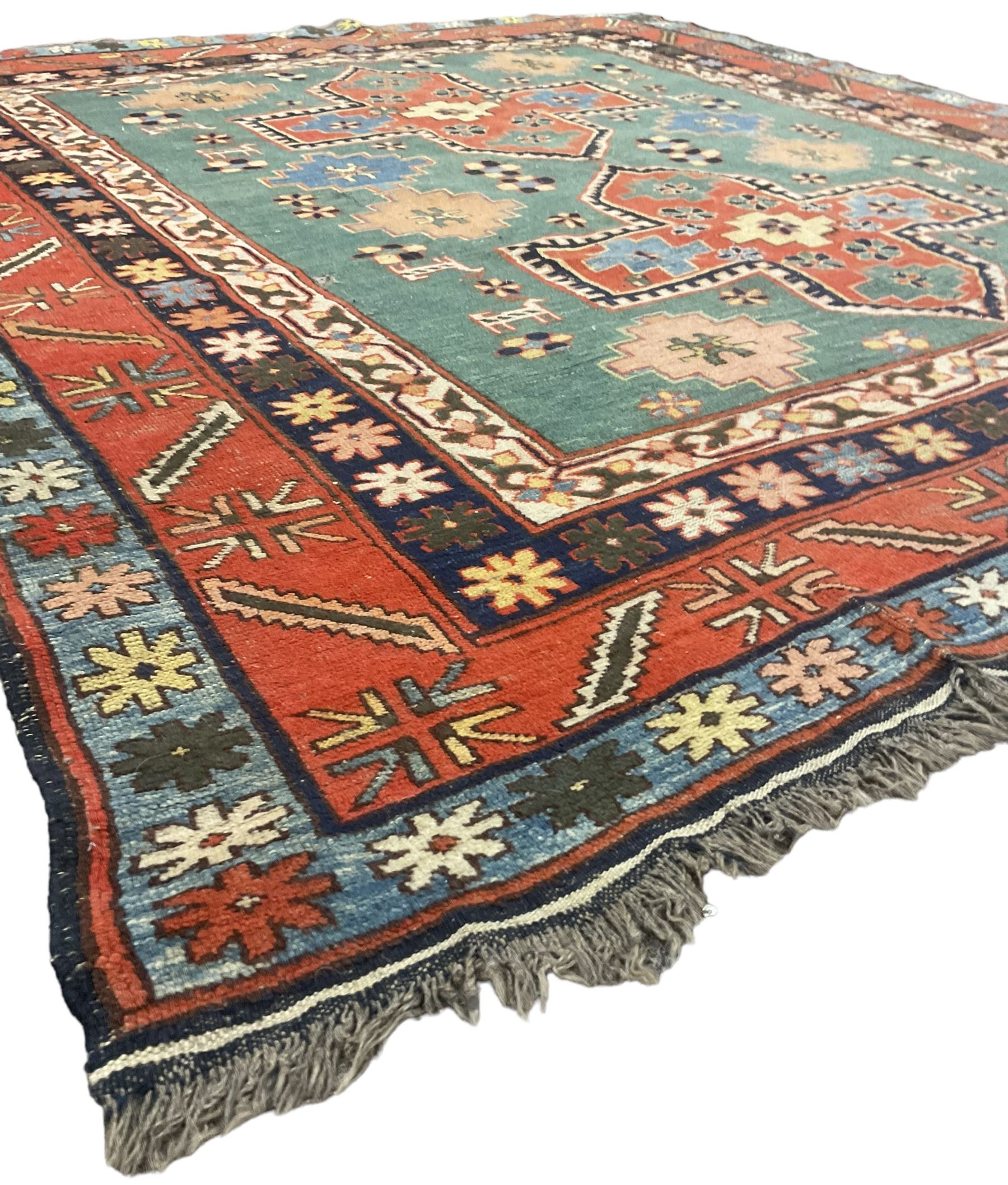 Caucasian turquoise ground rug - Image 4 of 6