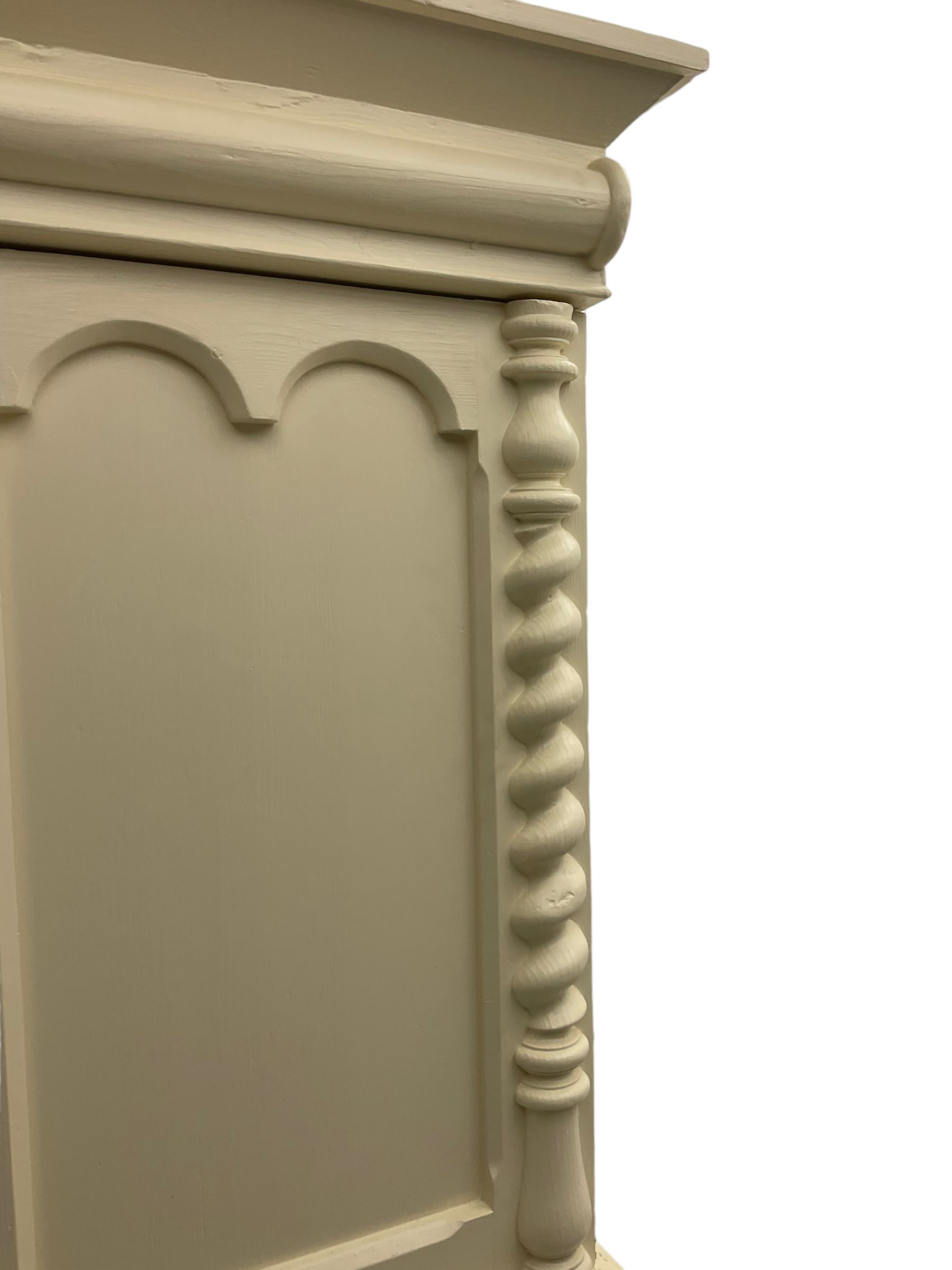 Victorian cream painted pine cupboard-on-chest or housekeeper's cupboard - Image 3 of 7