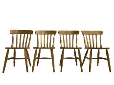 Set of four beech farmhouse design dining chairs