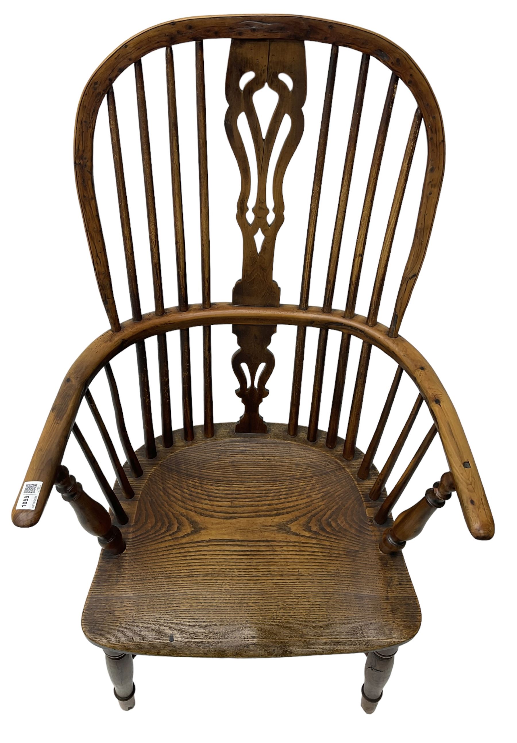 19th century yew wood and elm Windsor chair - Image 3 of 7