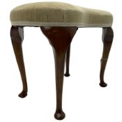 Mid-20th century stained beech kidney-shaped dressing stool