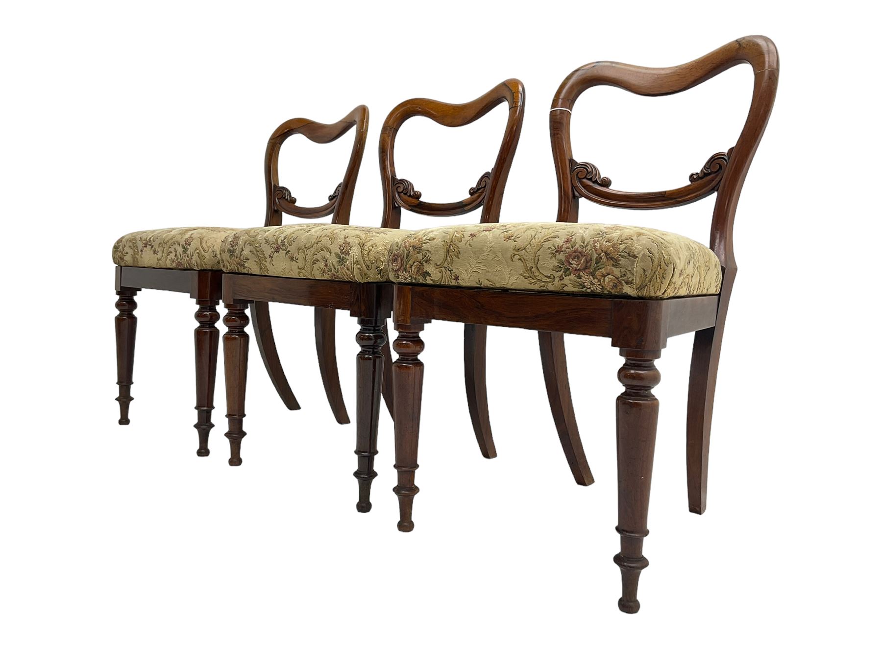 Set of six Victorian rosewood shaped balloon back dining chairs - Image 10 of 13
