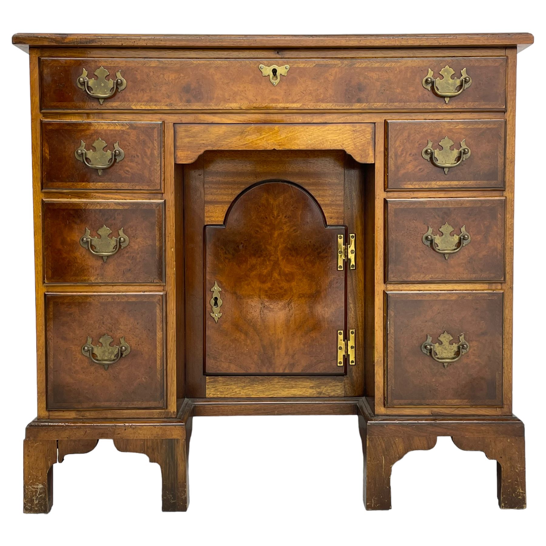 Georgian design figured walnut knee-hole desk