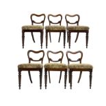 Set of six Victorian rosewood shaped balloon back dining chairs