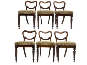 Set of six Victorian rosewood shaped balloon back dining chairs