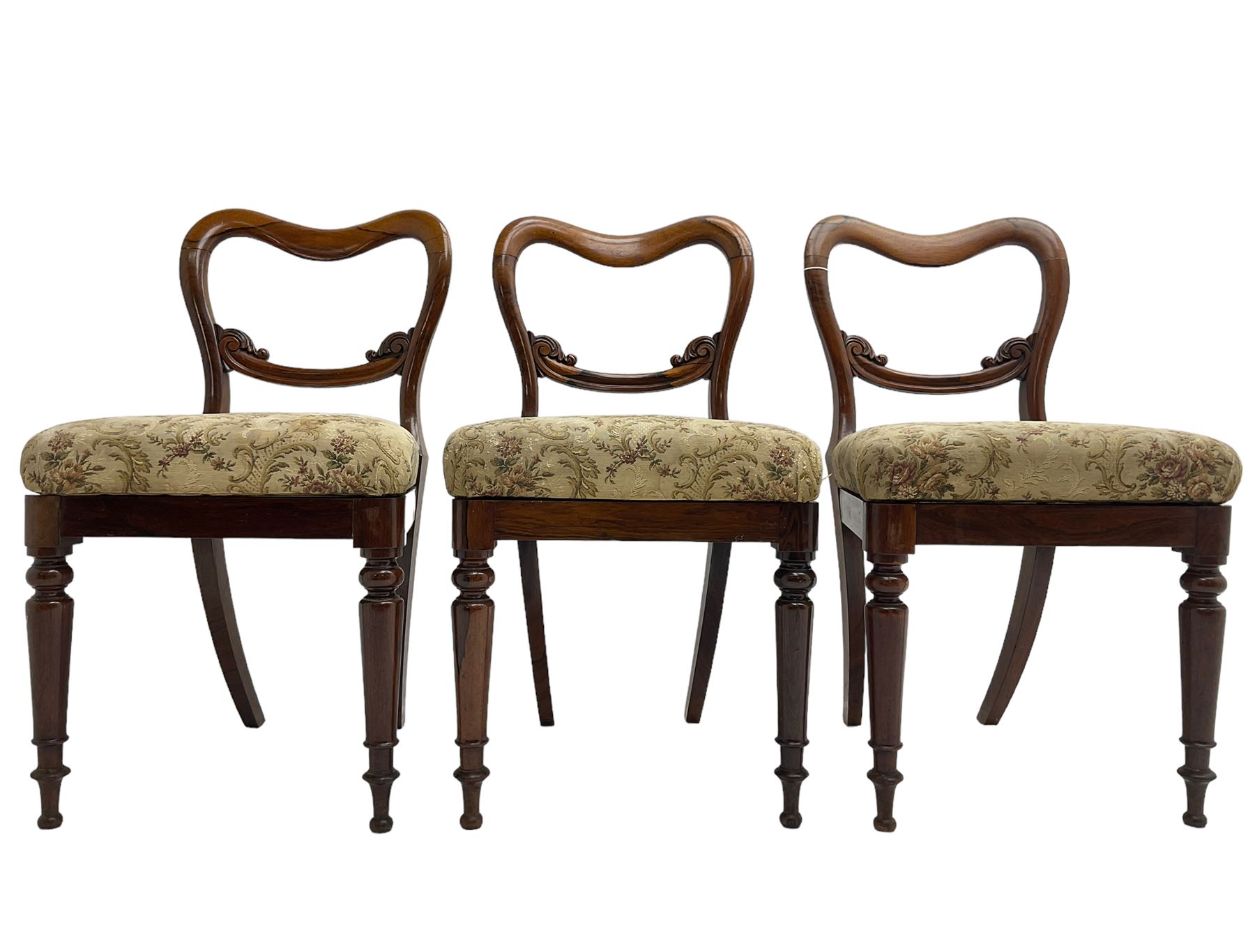 Set of six Victorian rosewood shaped balloon back dining chairs - Image 13 of 13