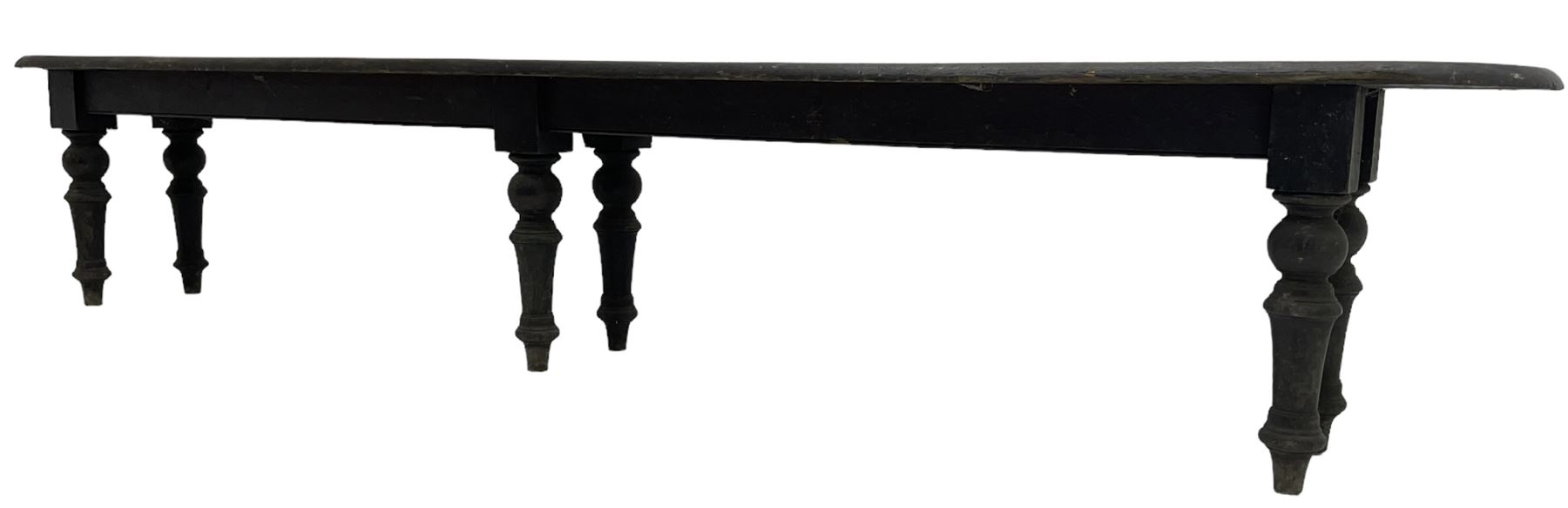 Large 19th century stained oak 9' hall bench - Image 2 of 8