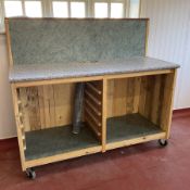 Mobile wooden serving/preparation trolley