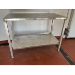 Row Fabrications stainless steel and aluminium two tier preparation table
