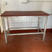 Aluminium preparation table with poly top - THIS LOT IS TO BE COLLECTED BY APPOINTMENT FROM DUGGLEBY
