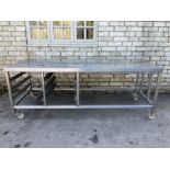 Large stainless steel preparation table trolley