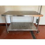Rectangular stainless steel two tier preparation trolley table - THIS LOT IS TO BE COLLECTED BY APPO