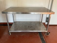 Rectangular stainless steel two tier preparation trolley table - THIS LOT IS TO BE COLLECTED BY APPO