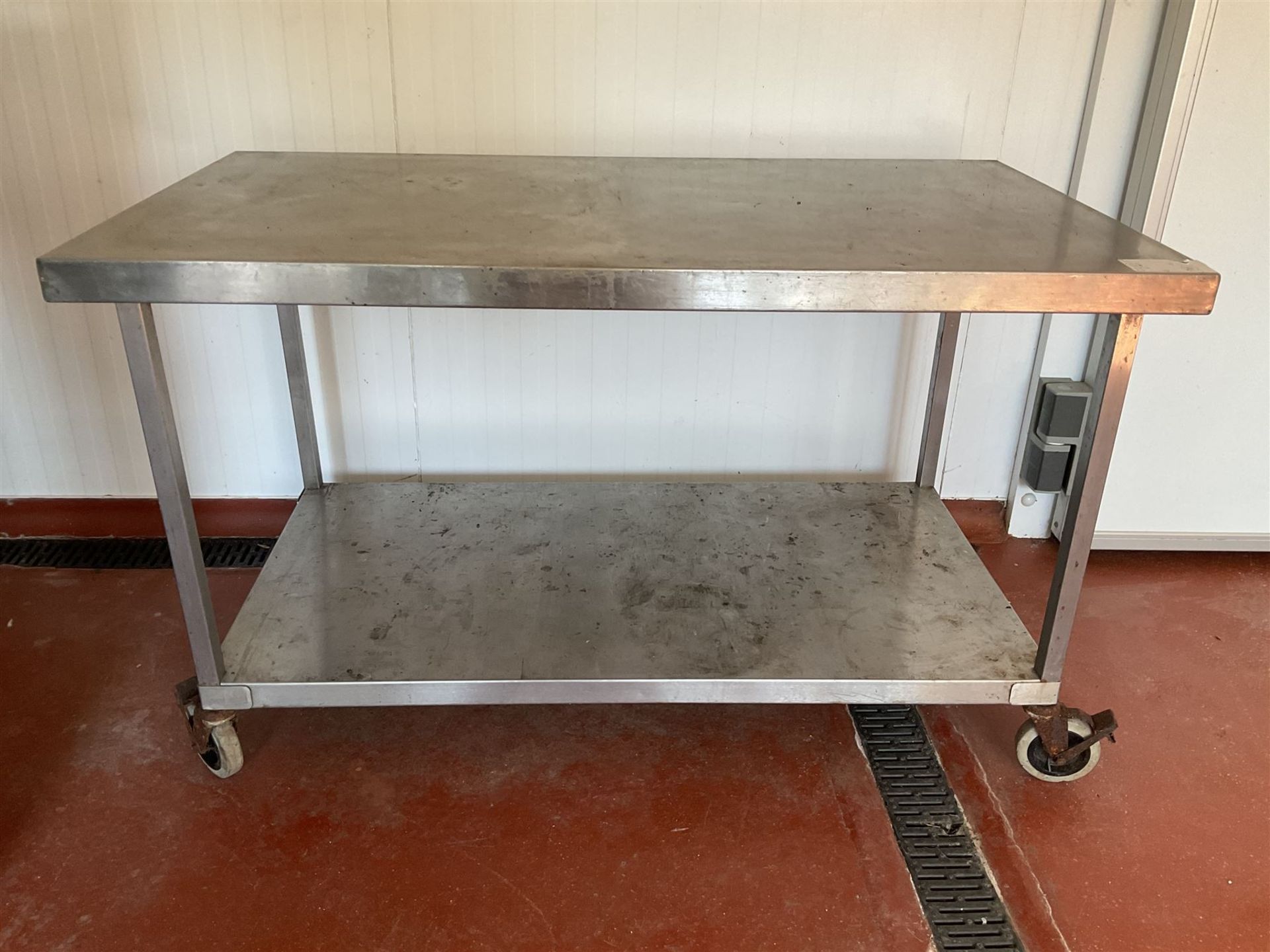 Rectangular stainless steel two tier preparation trolley table - THIS LOT IS TO BE COLLECTED BY APPO