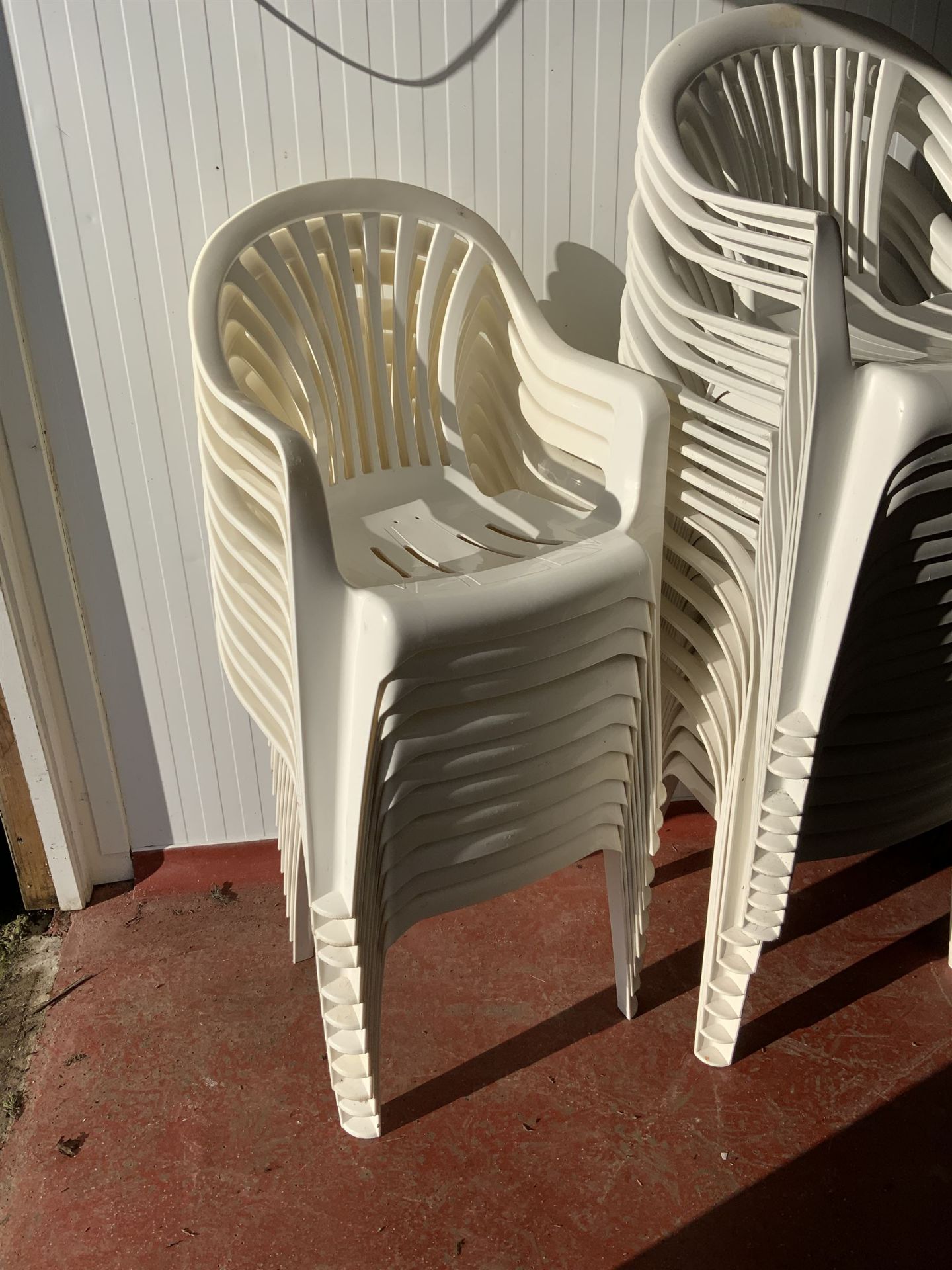 27 White plastic stacking chairs and 15 charcoal stacking chairs - Image 2 of 7