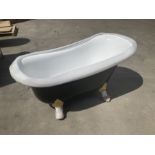 Roll top slipper Fiberglass bath with chrome gold lion paw legs