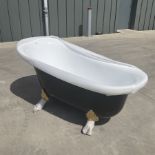 Roll top slipper Fiberglass bath with chrome gold lion paw legs