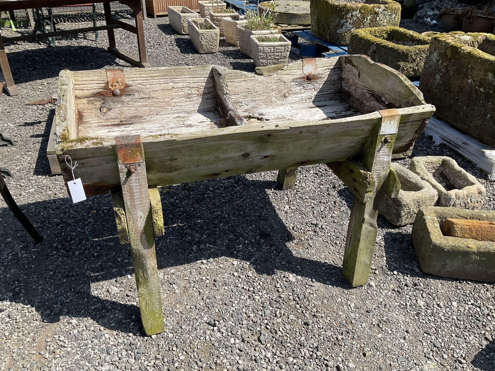 19th century weathered cow feeder trough