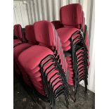 Twenty red and three black fabric metal conference chairs