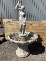 Cast stone circular garden bird bath figure