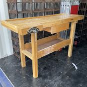 Whitegate wooden work bench with two vices and a drawer