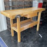 Whitegate wooden work bench with two vices and a drawer