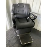 Salon Equipment - Black leather finish salon hydraulic barbers chair - THIS LOT IS TO BE COLLECTED B