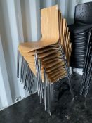 Eleven plywood chairs with chrome legs