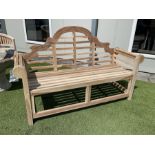 Lutyens style solid teak garden bench