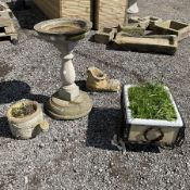 Cast stone bird bath and planters - THIS LOT IS TO BE COLLECTED BY APPOINTMENT FROM DUGGLEBY STORAG