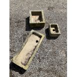 Three small shallow stone troughs various sizes