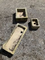 Three small shallow stone troughs various sizes