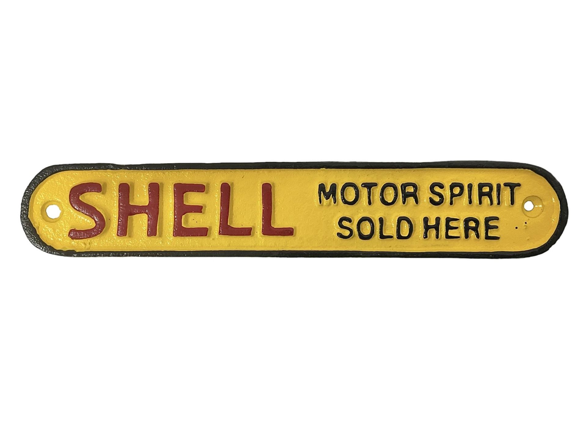 Cast iron reproduction Shell Motor Spirit sign L27cm THIS LOT IS TO BE COLLECTED BY APPOINTMENT FROM