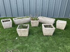 Rectangular and square cast stone planters (7) - THIS LOT IS TO BE COLLECTED BY APPOINTMENT FROM DUG