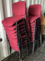 Red fabric and painted black metal conference chairs (20)